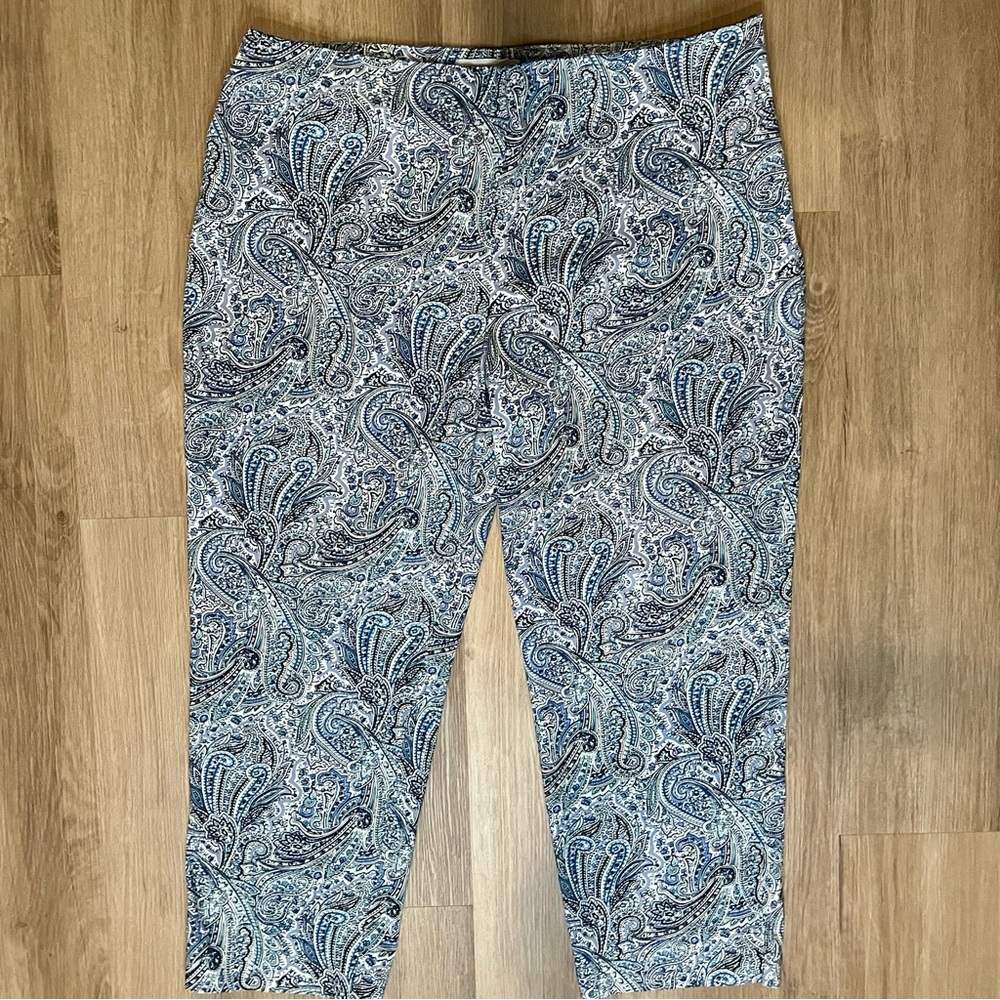 Talbots Heritage Collection Blue Paisley Cropped Pants 16